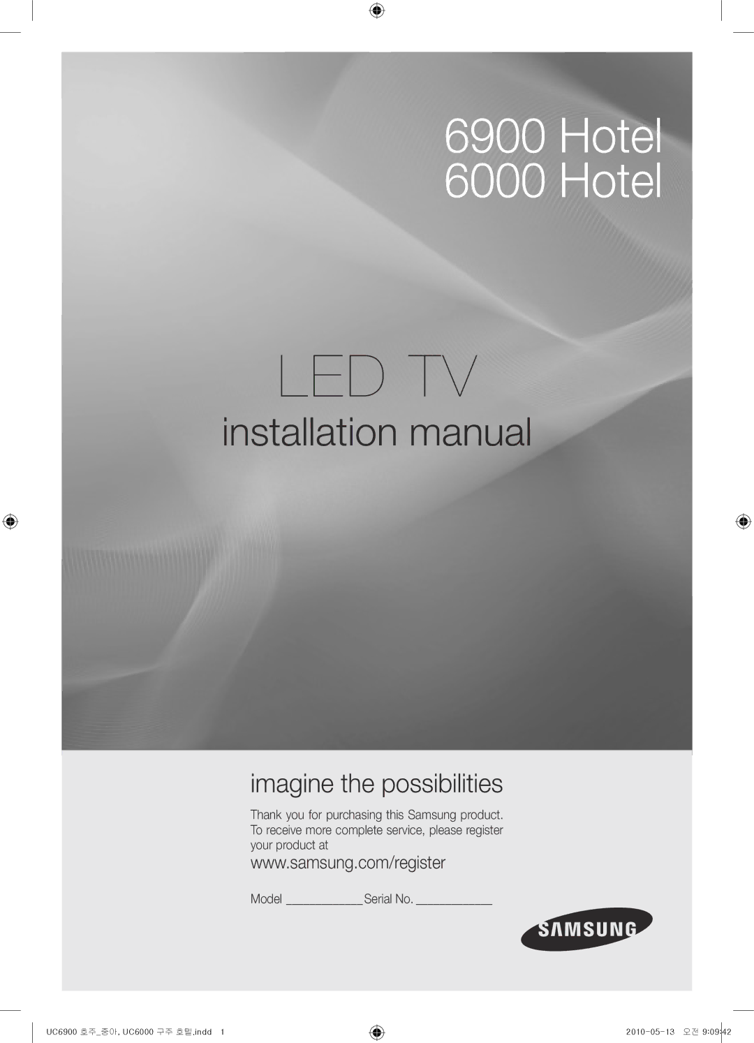 Samsung 6900, 6000 installation manual Led Tv 