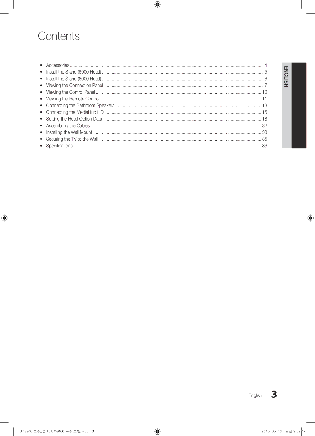 Samsung 6900, 6000 installation manual Contents 