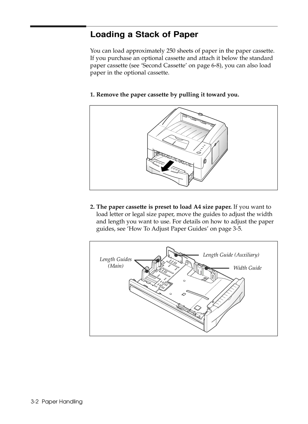 Samsung 6050 manual Loading a Stack of Paper 