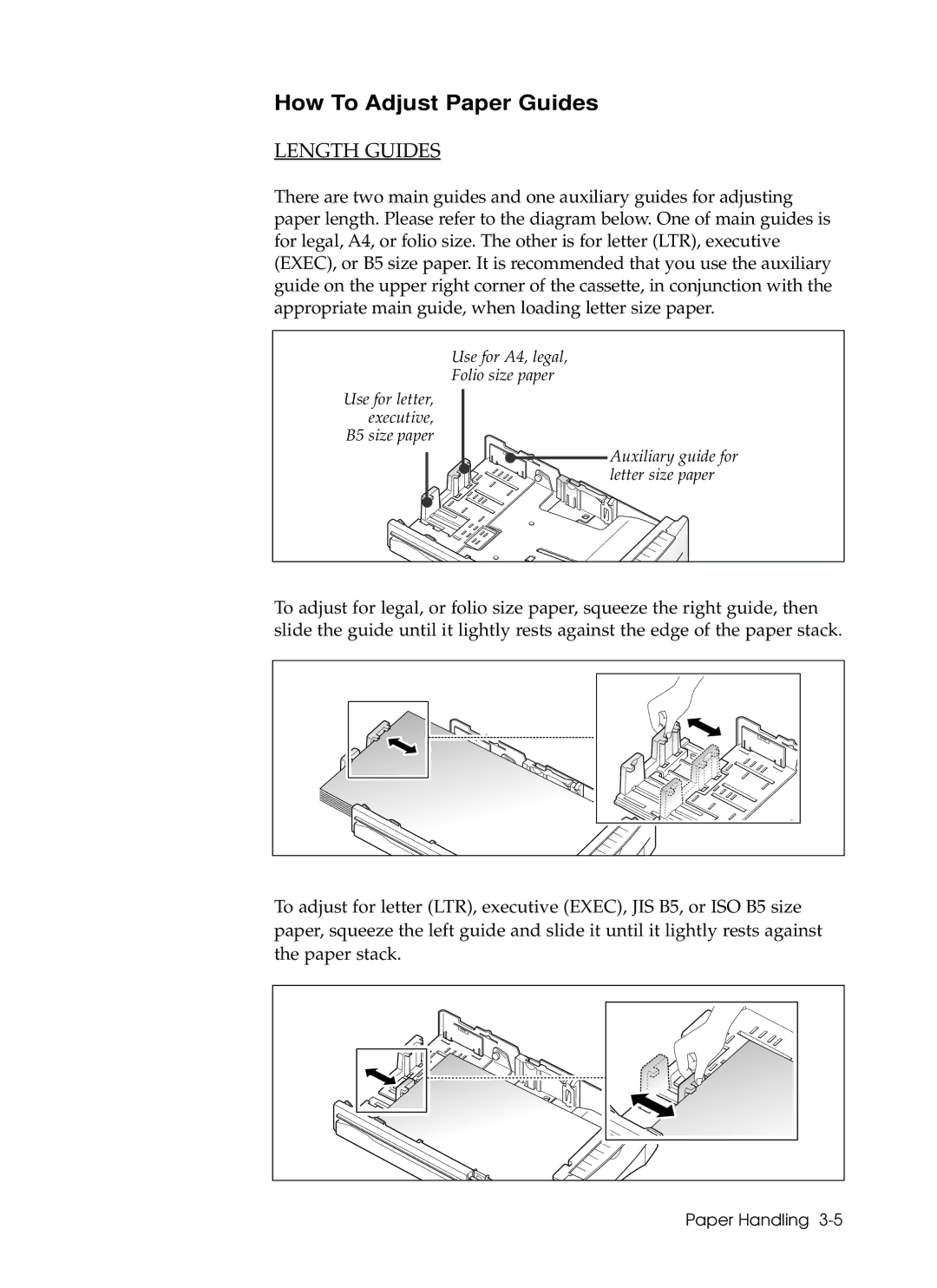 Samsung 6050 manual How To Adjust Paper Guides, Length Guides 