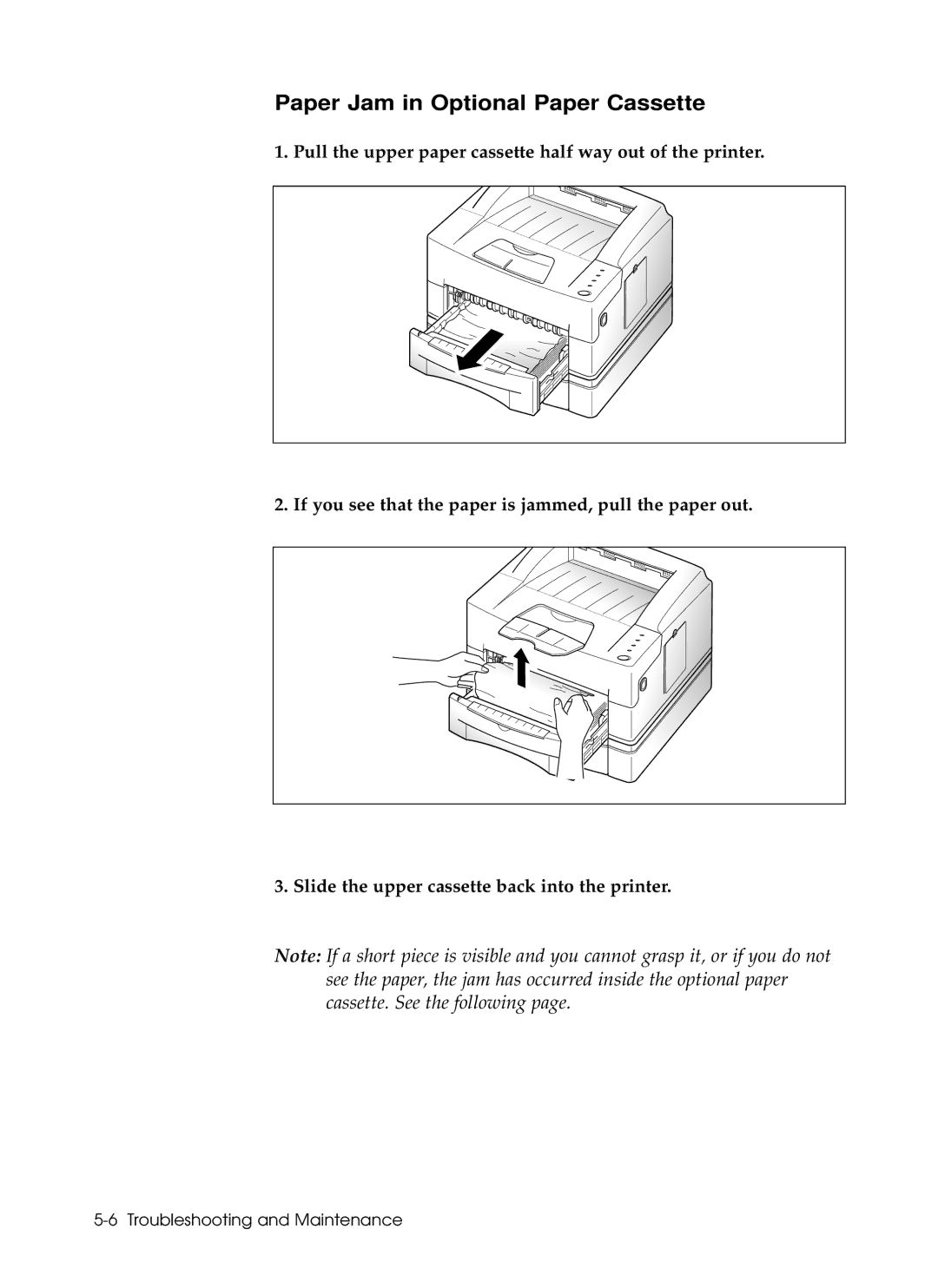 Samsung 6050 manual Paper Jam in Optional Paper Cassette 