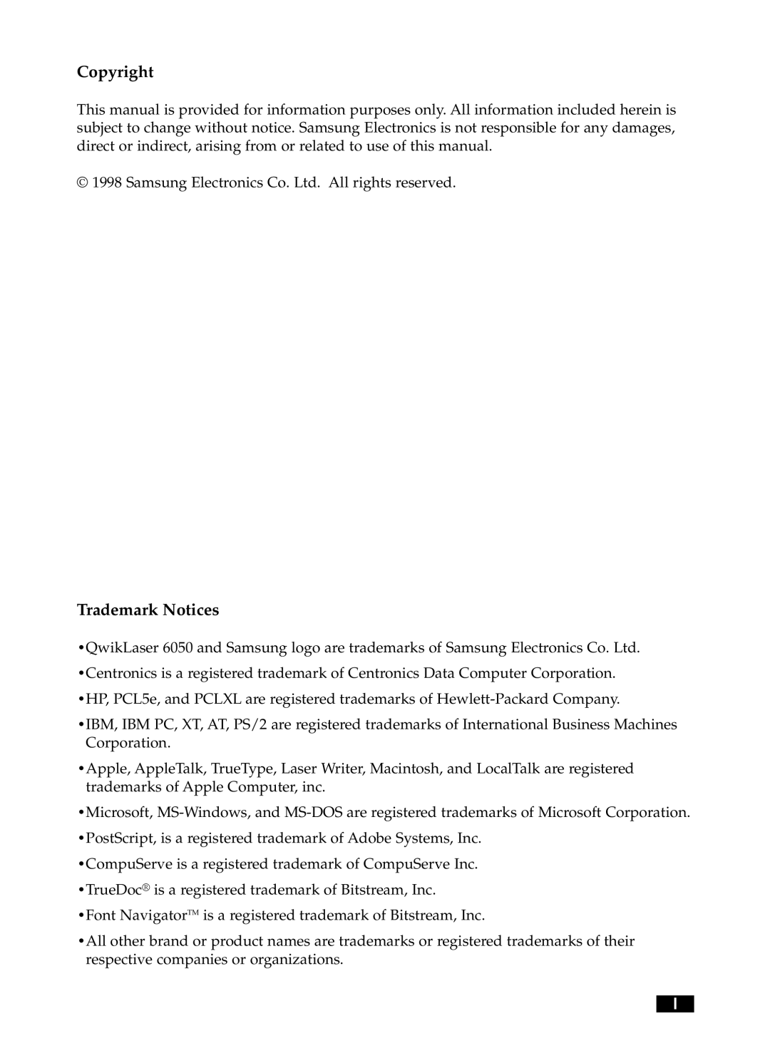 Samsung 6050 manual Copyright 