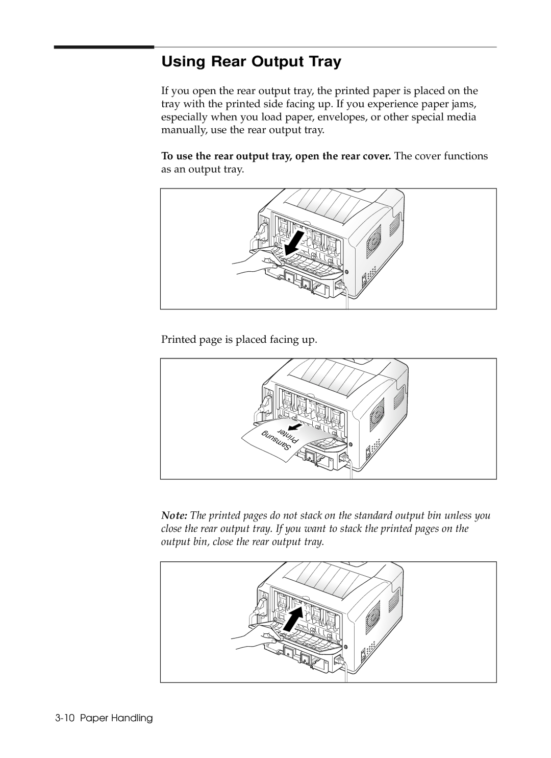 Samsung 6050 manual Using Rear Output Tray 