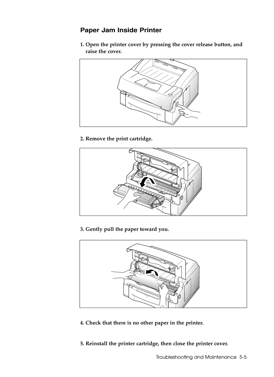 Samsung 6050 manual Paper Jam Inside Printer 