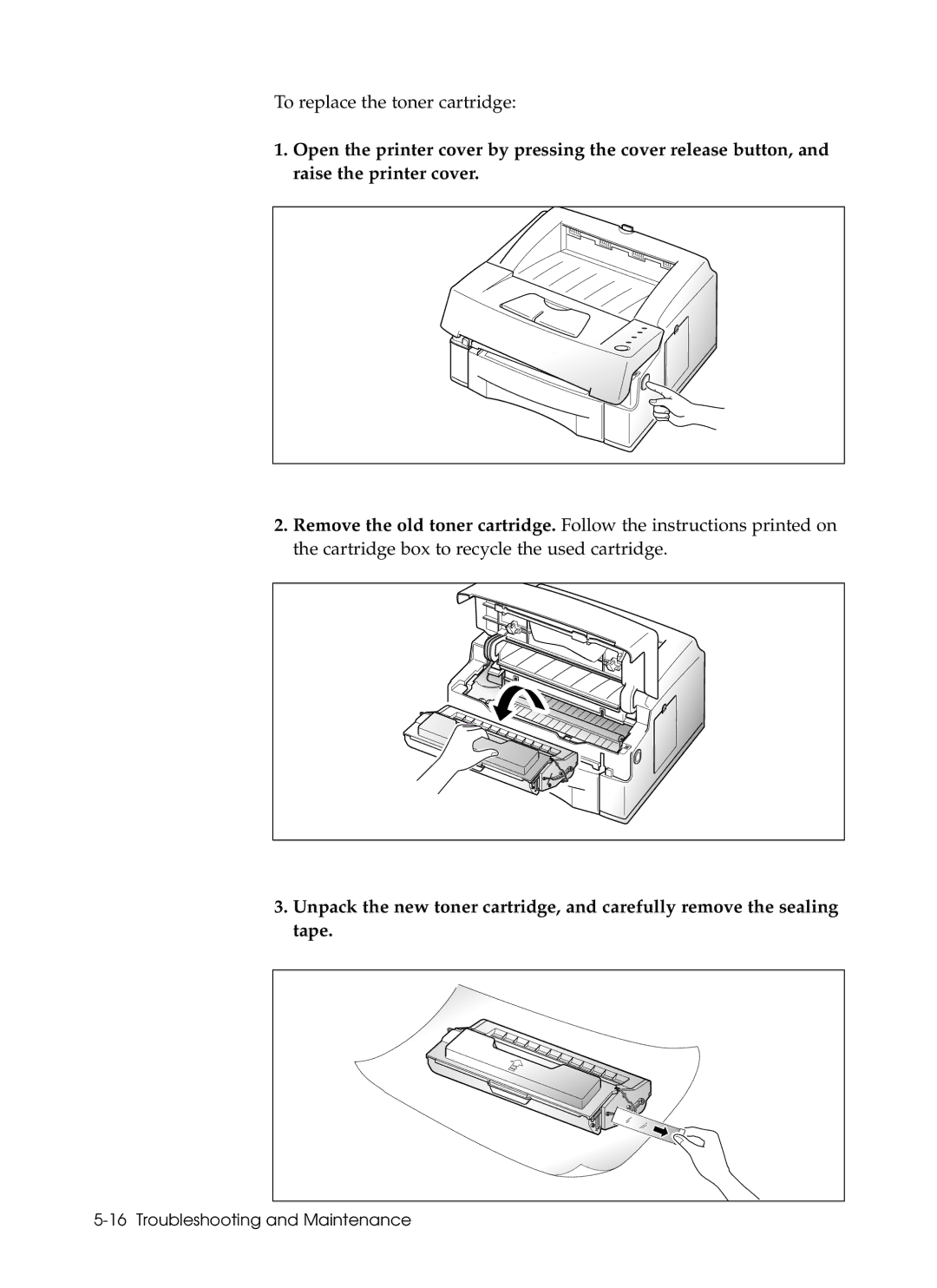 Samsung 6050 manual To replace the toner cartridge 