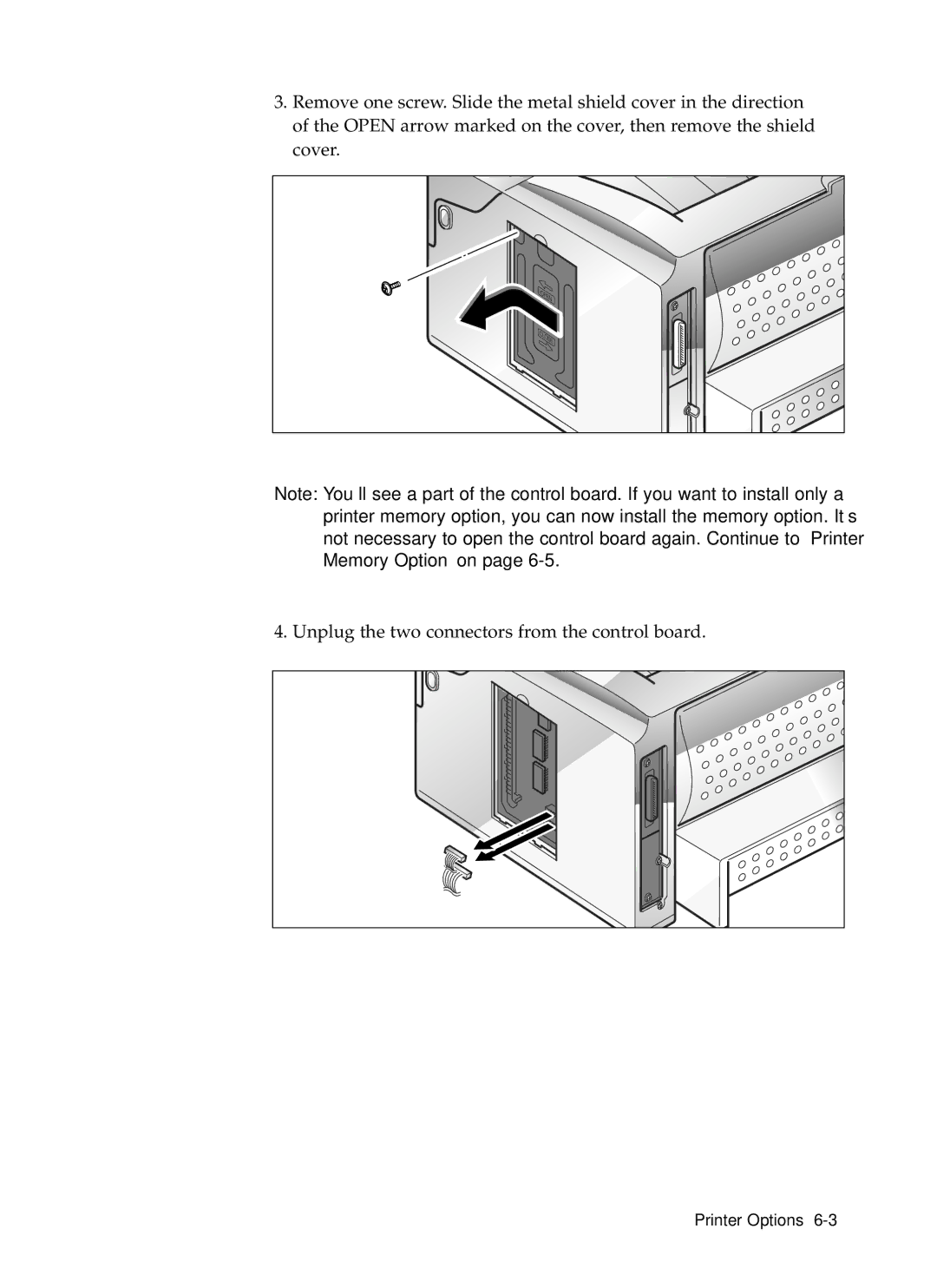 Samsung 6050 manual Unplug the two connectors from the control board 