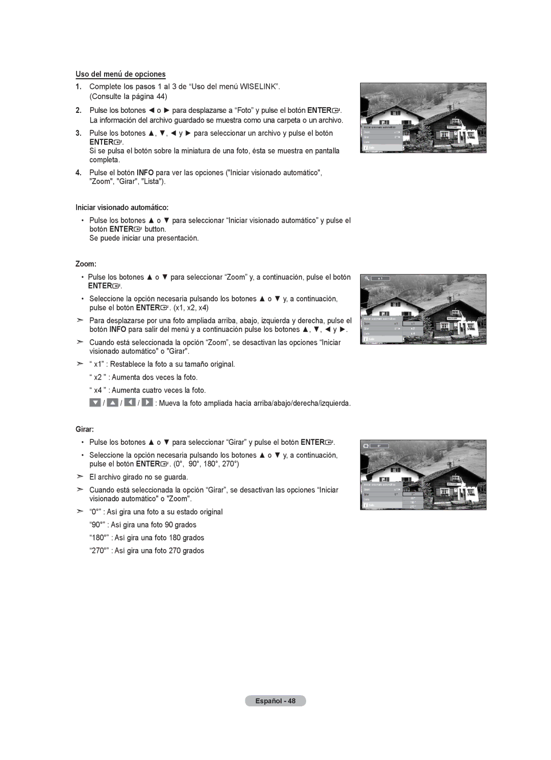 Samsung 610 user manual Uso del menú de opciones, Girar 