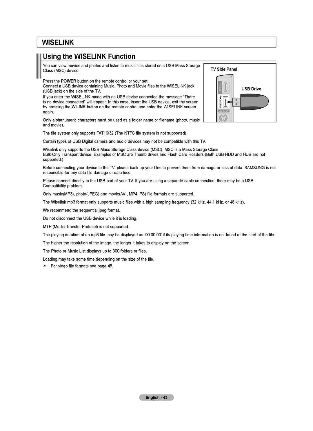 Samsung 610 user manual Using the Wiselink Function 