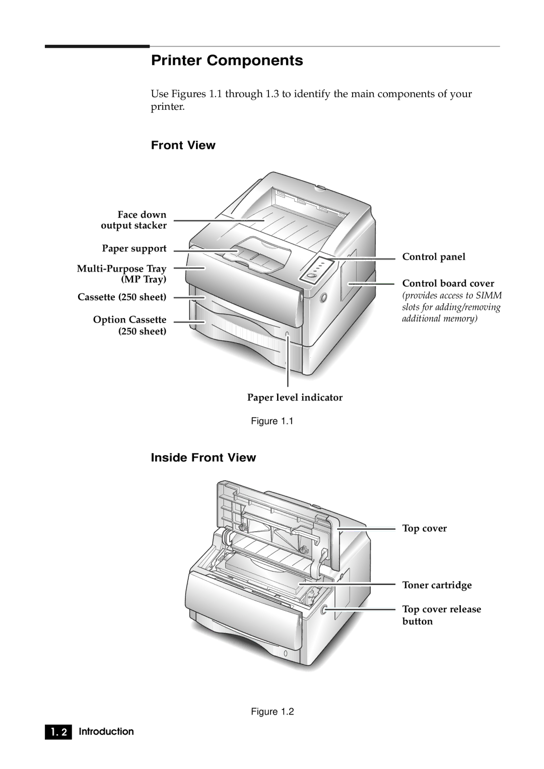 Samsung 6100N manual Printer Components, Front View 