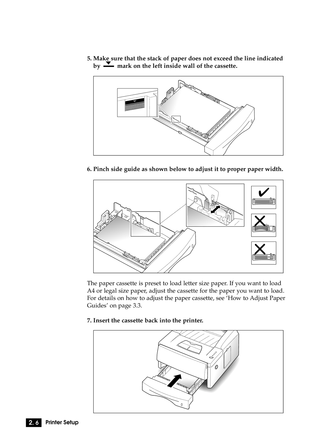 Samsung 6100N manual Insert the cassette back into the printer 