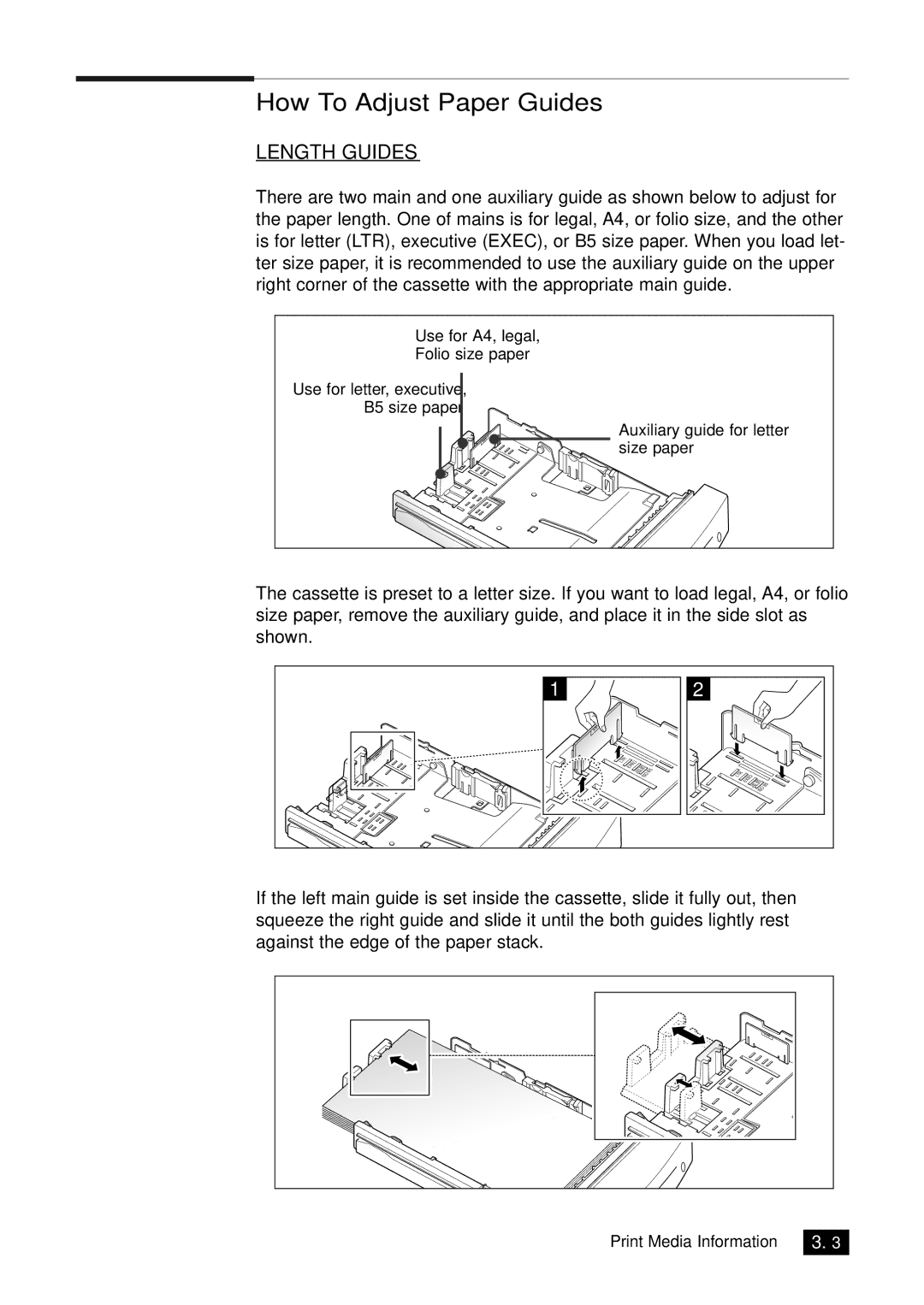 Samsung 6100N manual How To Adjust Paper Guides, Length Guides 