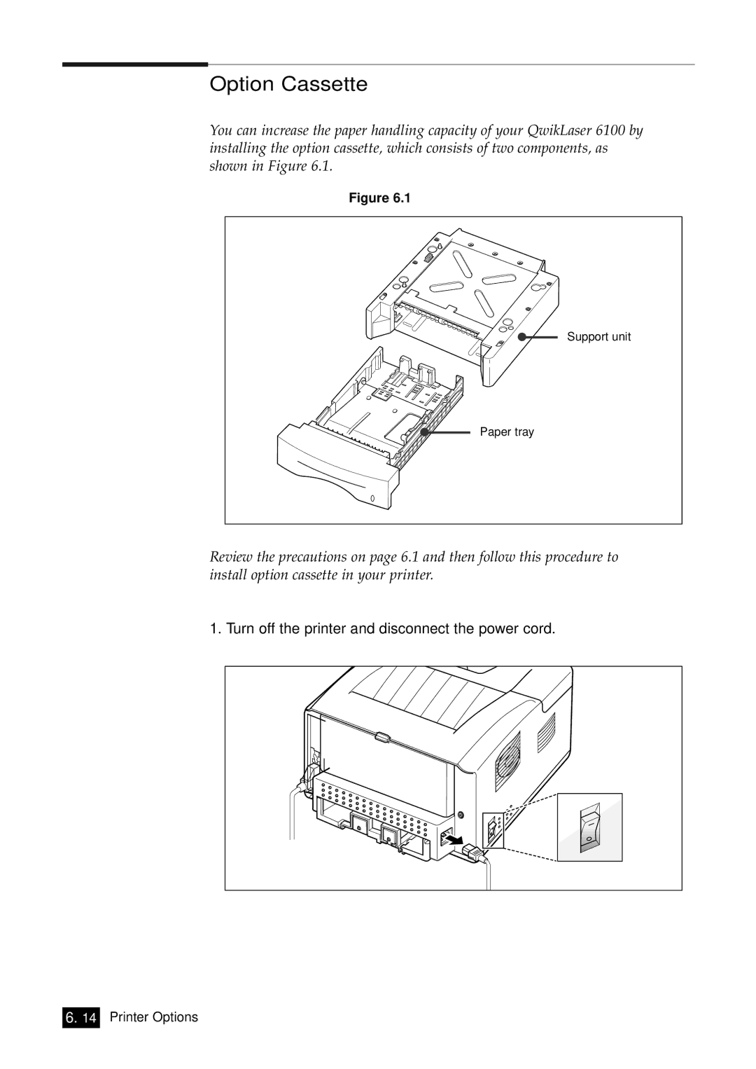 Samsung 6100N manual Option Cassette 