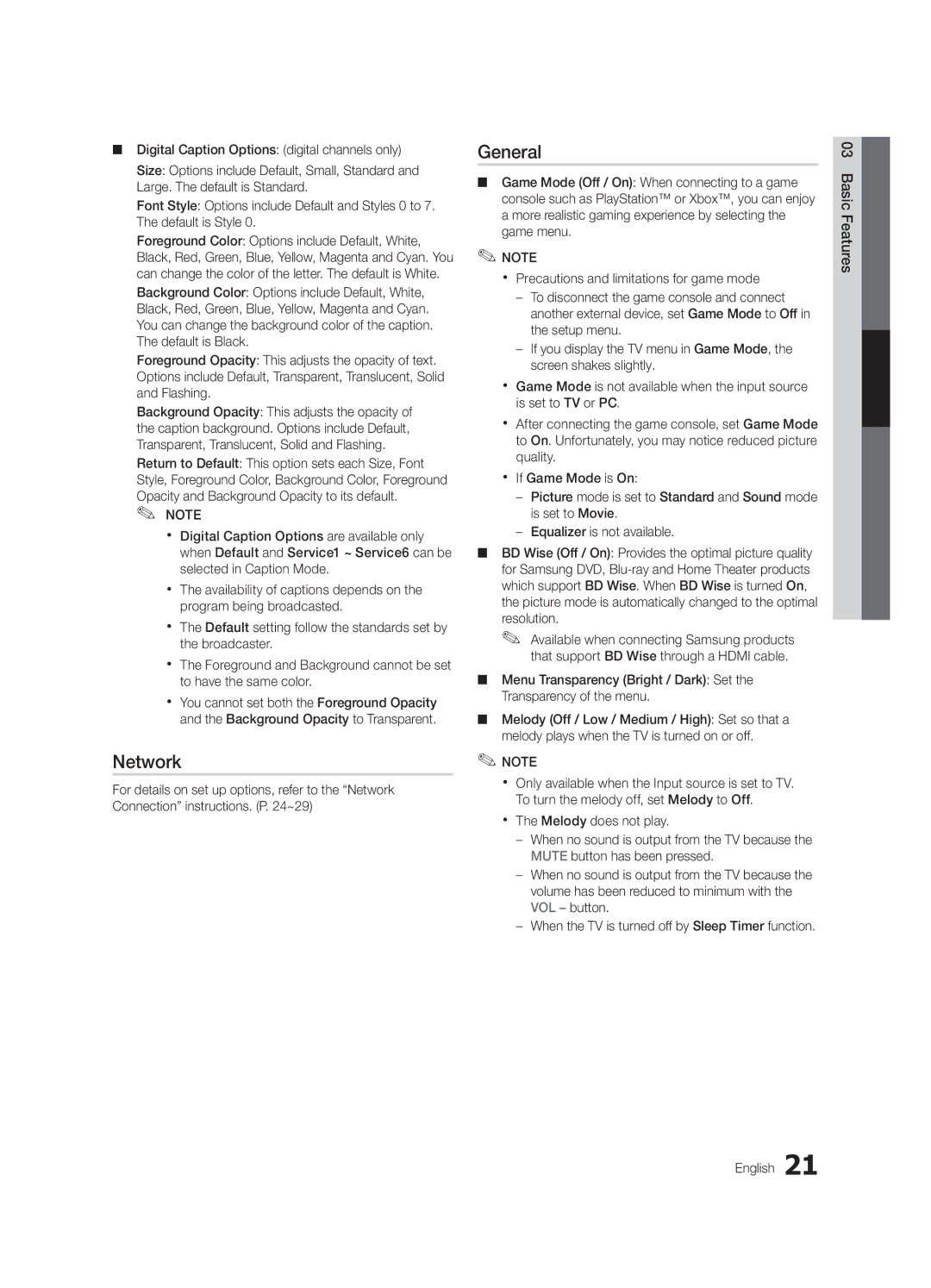 Samsung LN40D630, LN46D630 user manual Network, General 