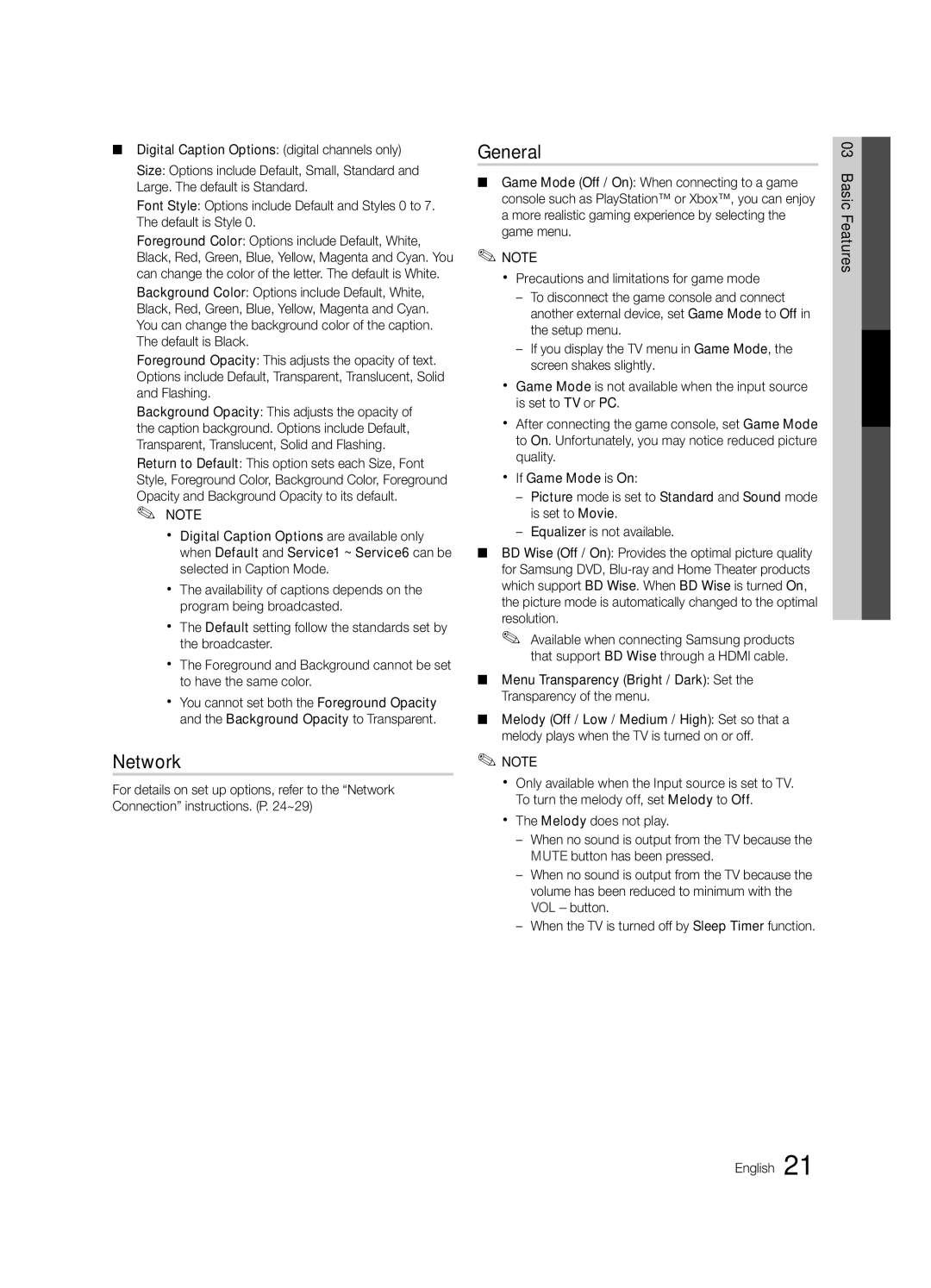 Samsung LN60C630, LN40C630, LN55C610, LN46C610 user manual Network, General 