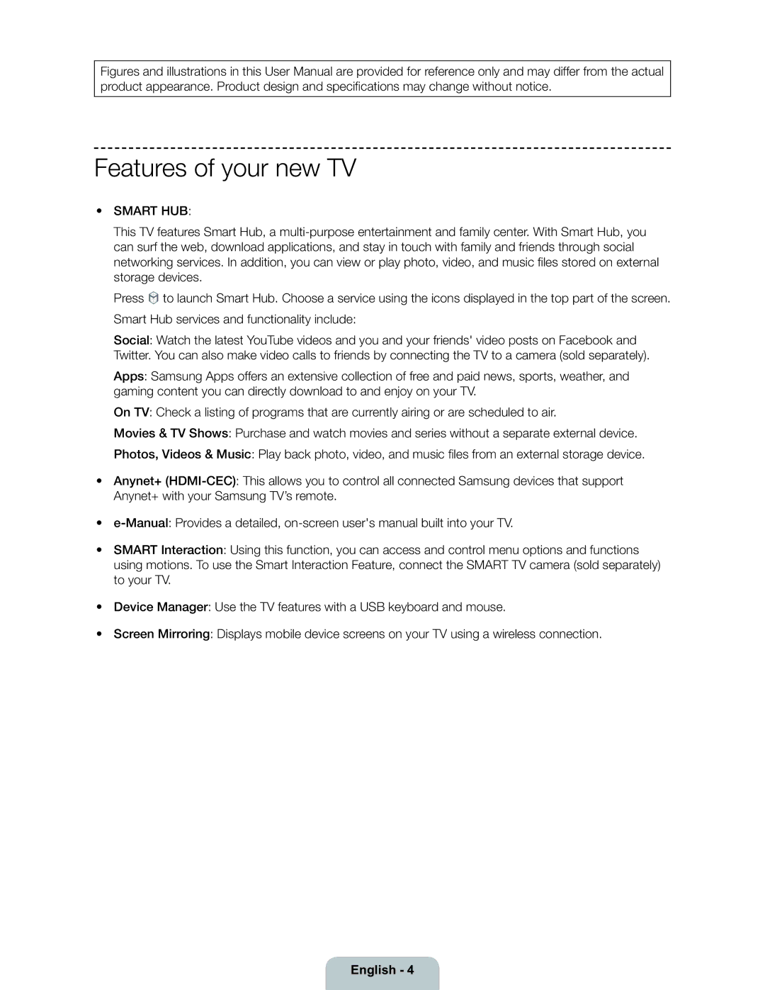 Samsung 6300 user manual Features of your new TV, Smart HUB 