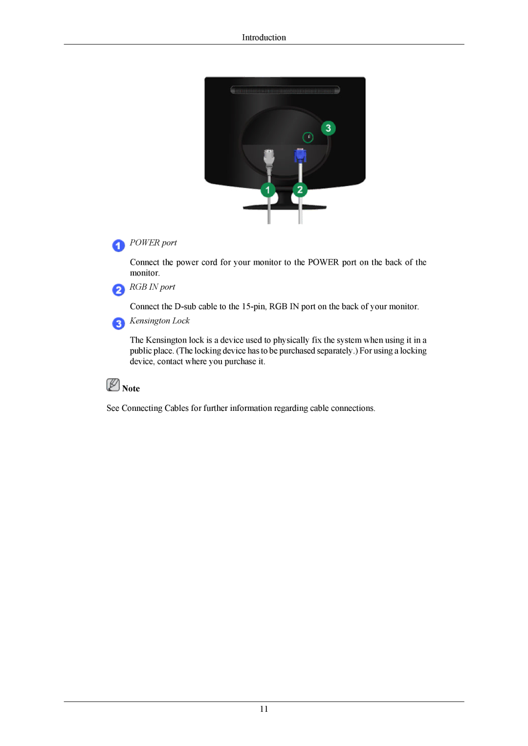 Samsung 632NW user manual Power port 