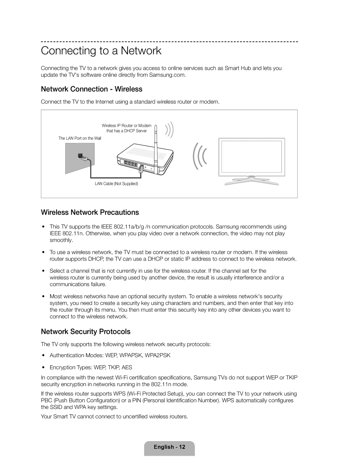 Samsung 6350 user manual Connecting to a Network, Network Connection Wireless, Wireless Network Precautions 