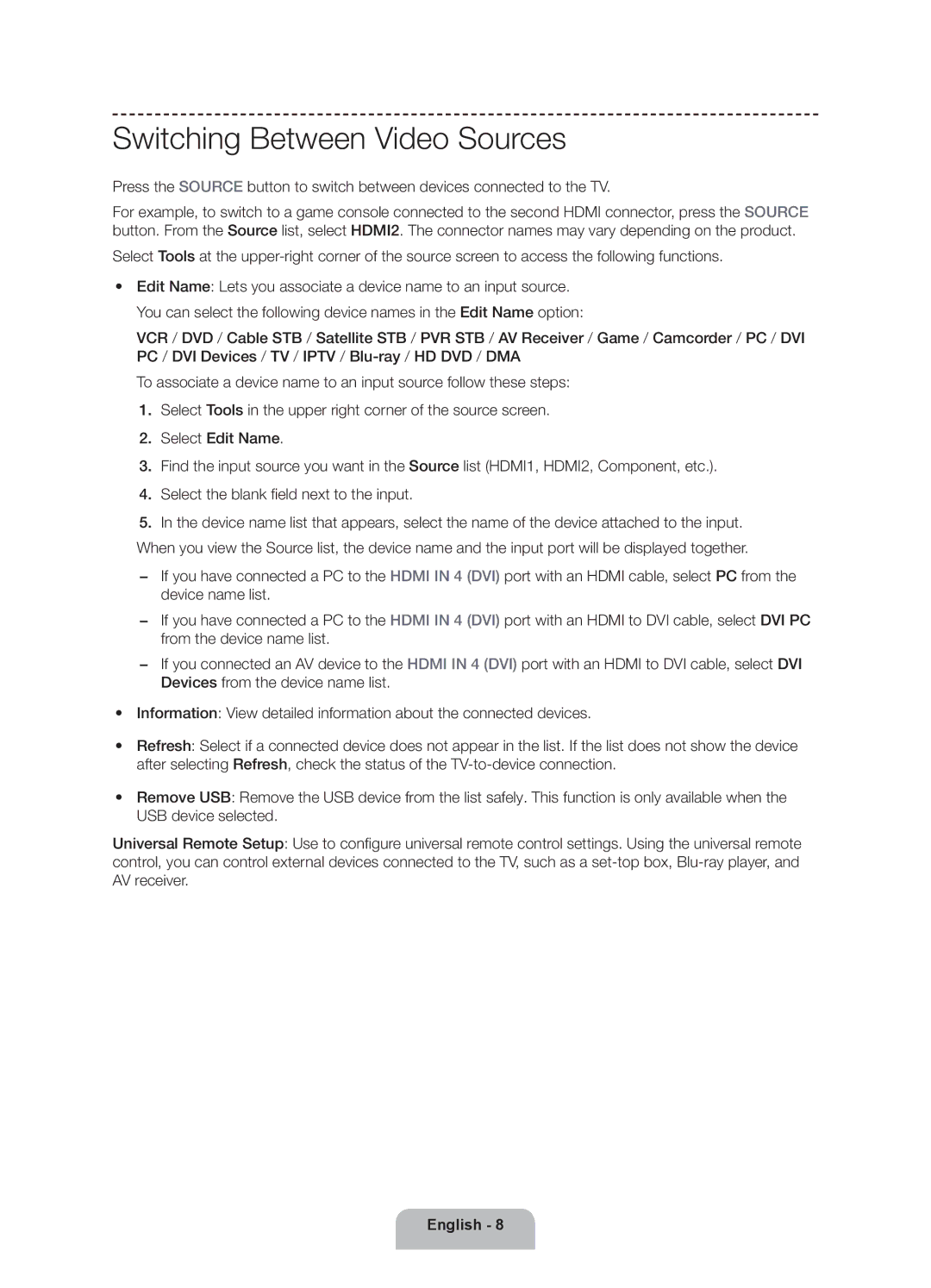 Samsung 6350 user manual Switching Between Video Sources 