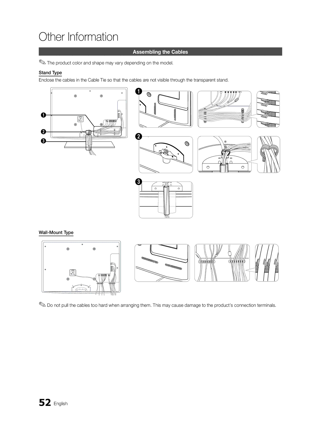 Samsung UN55C6400, UN46C6400, UN40C6500 user manual Other Information, Assembling the Cables 