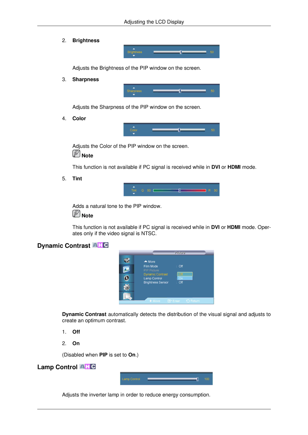 Samsung 650TS-2 user manual Dynamic Contrast 