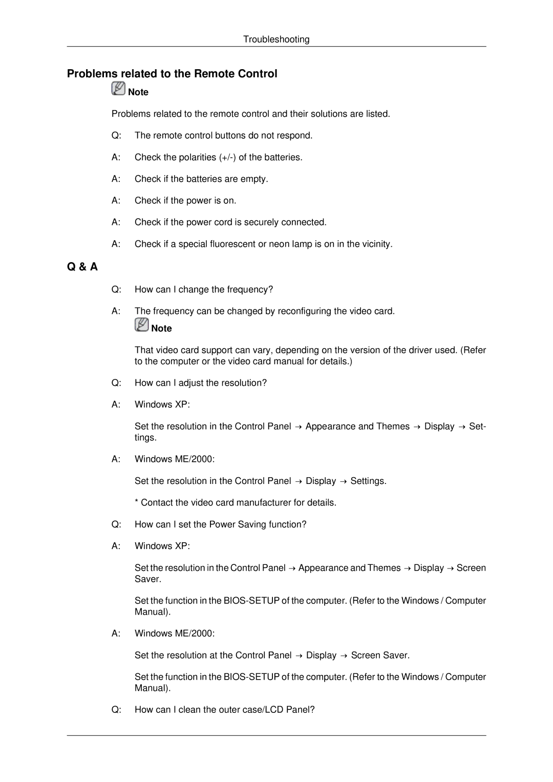 Samsung 650TS-2 user manual Problems related to the Remote Control 