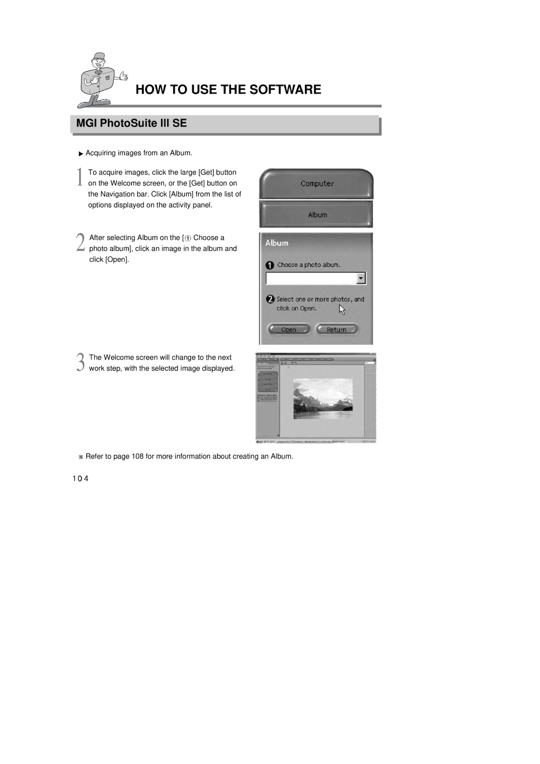 Samsung 6806-1247 manual Acquiring images from an Album 