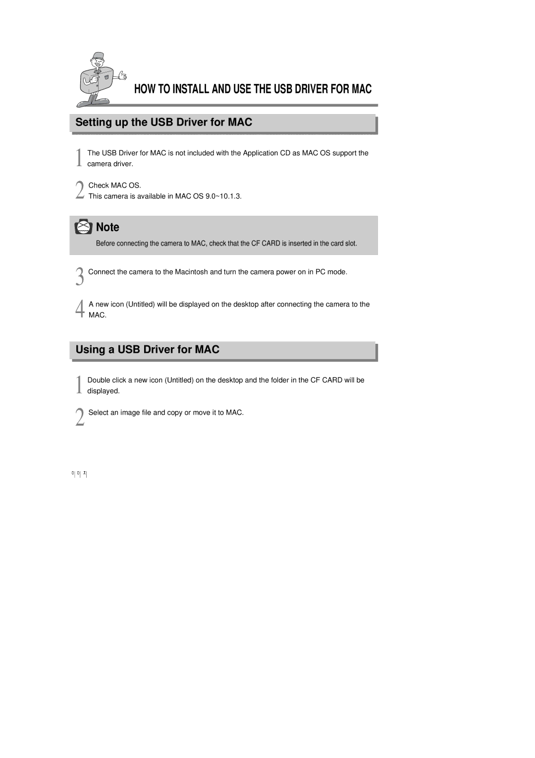 Samsung 6806-1247 manual Setting up the USB Driver for MAC, Using a USB Driver for MAC 