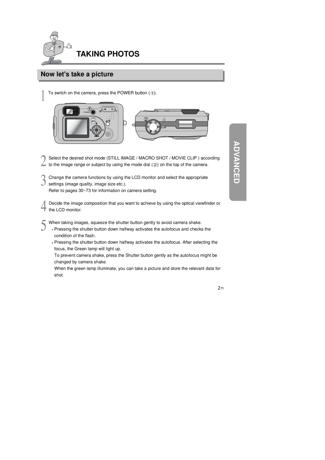 Samsung 6806-1247 manual Taking Photos, Now lets take a picture, To switch on the camera, press the Power button 