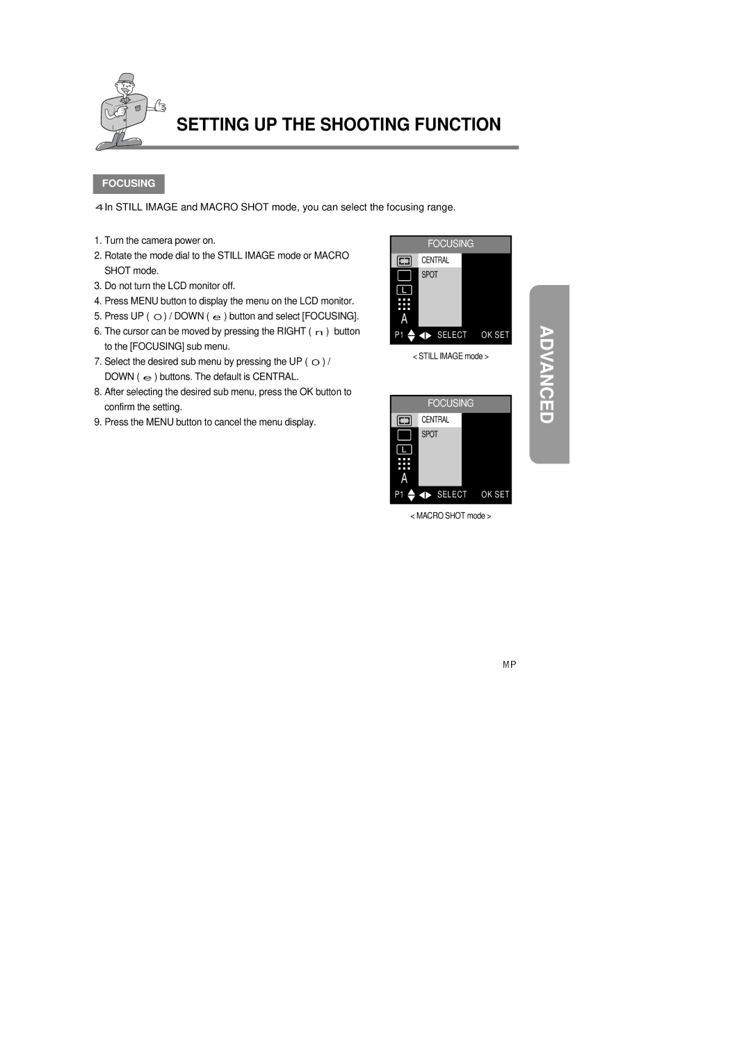 Samsung 6806-1247 manual Focusing 