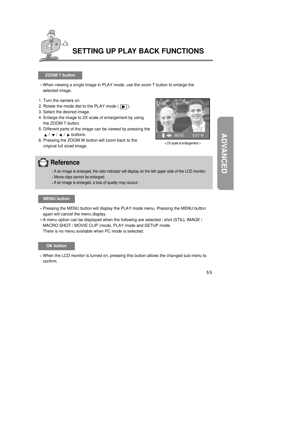 Samsung 6806-1247 manual Zoom T button, Menu button 