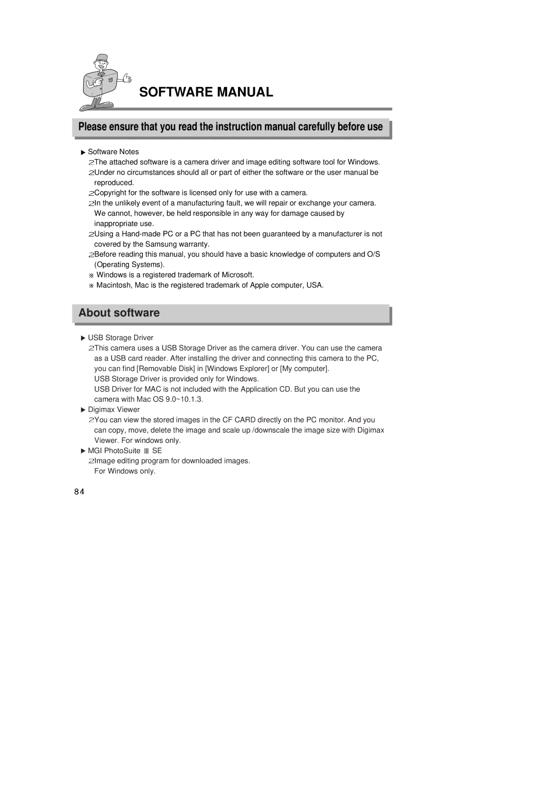 Samsung 6806-1247 manual Software Manual, About software 