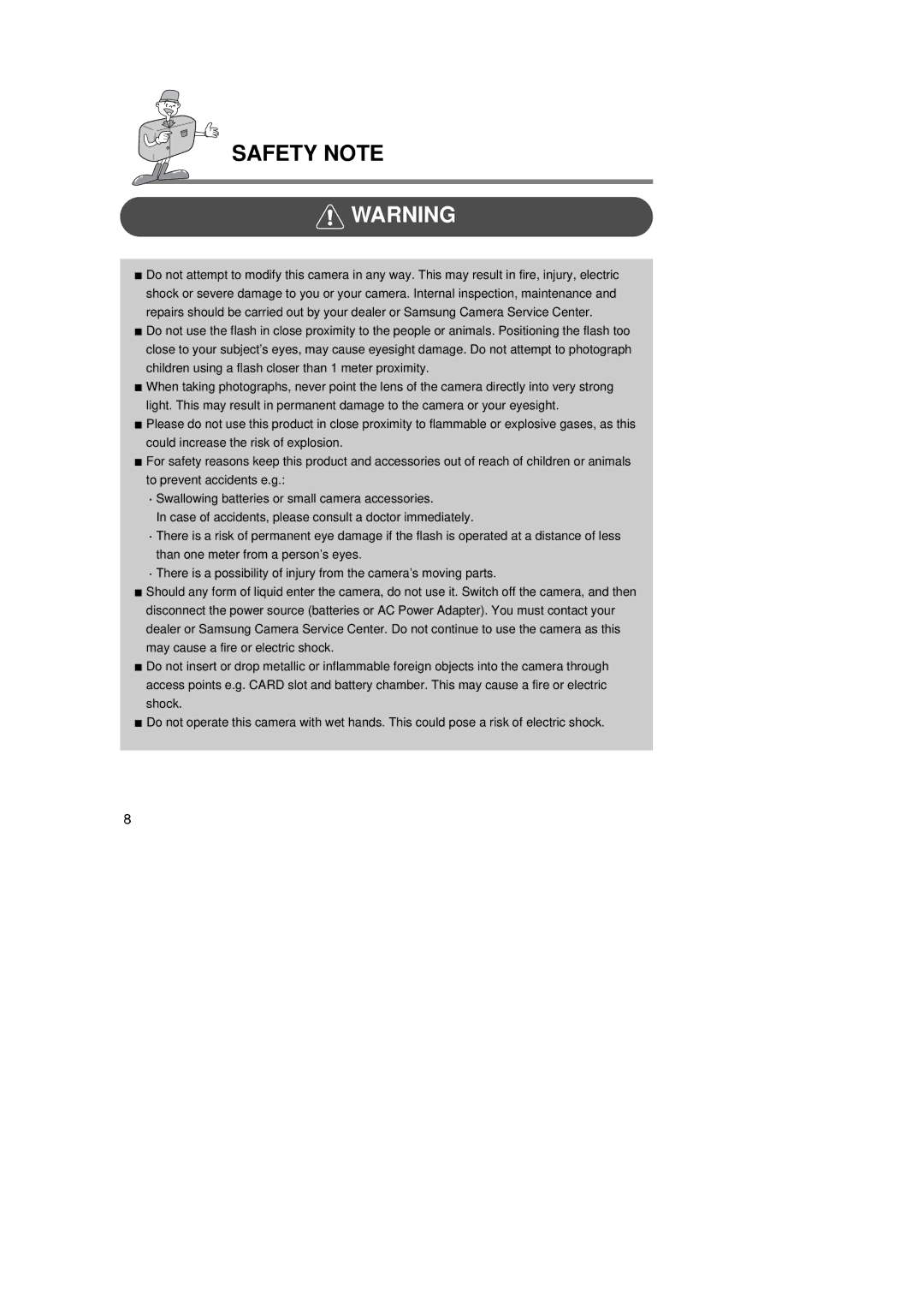 Samsung 6806-1247 manual Safety Note 