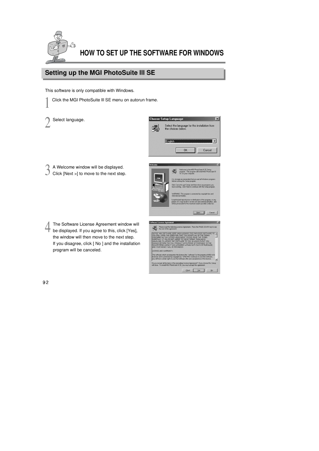 Samsung 6806-1247 manual Setting up the MGI PhotoSuite lll SE 