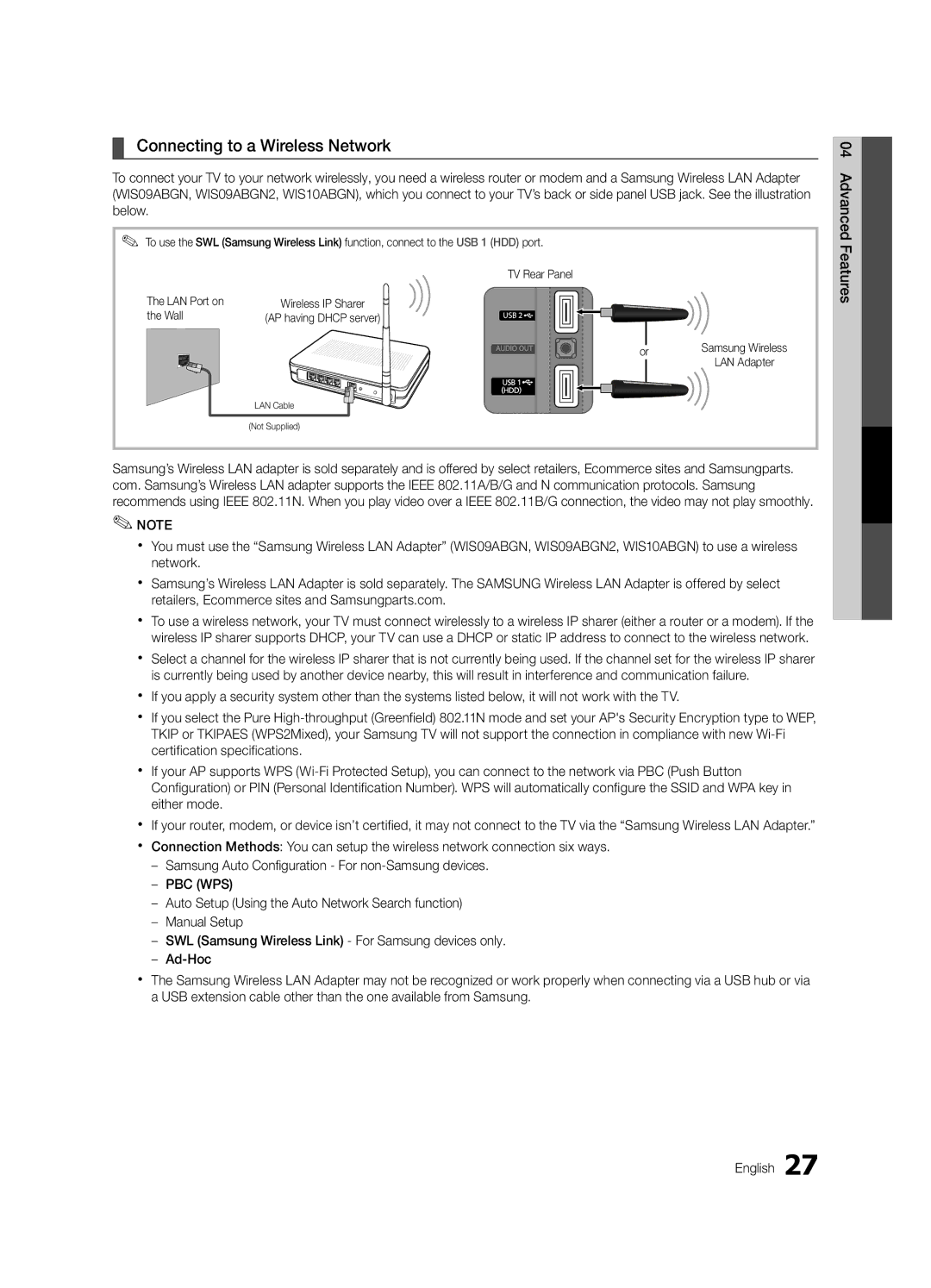 Samsung 6900 user manual Connecting to a Wireless Network, Wall 