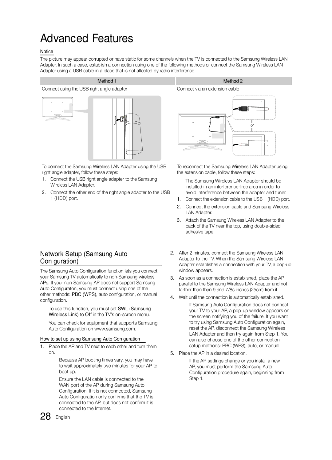 Samsung 6900 user manual Network Setup Samsung Auto Configuration 