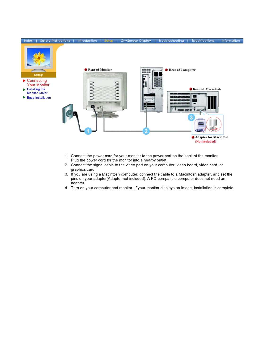 Samsung 700DF manual Connecting Your Monitor 