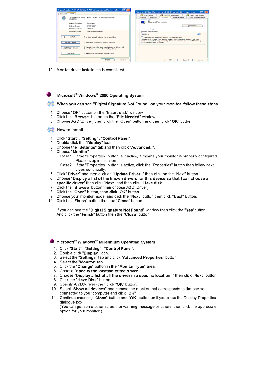 Samsung 700DF manual How to install Click Start , Setting , Control Panel 