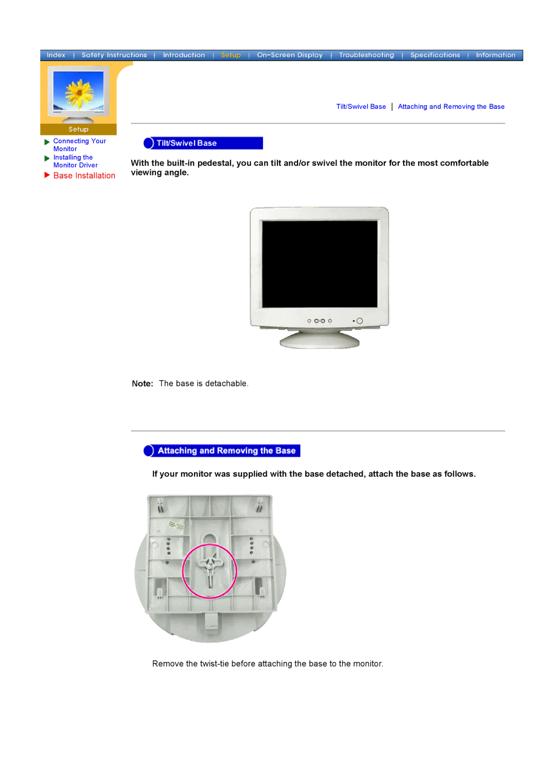 Samsung 700DF manual Base Installation 