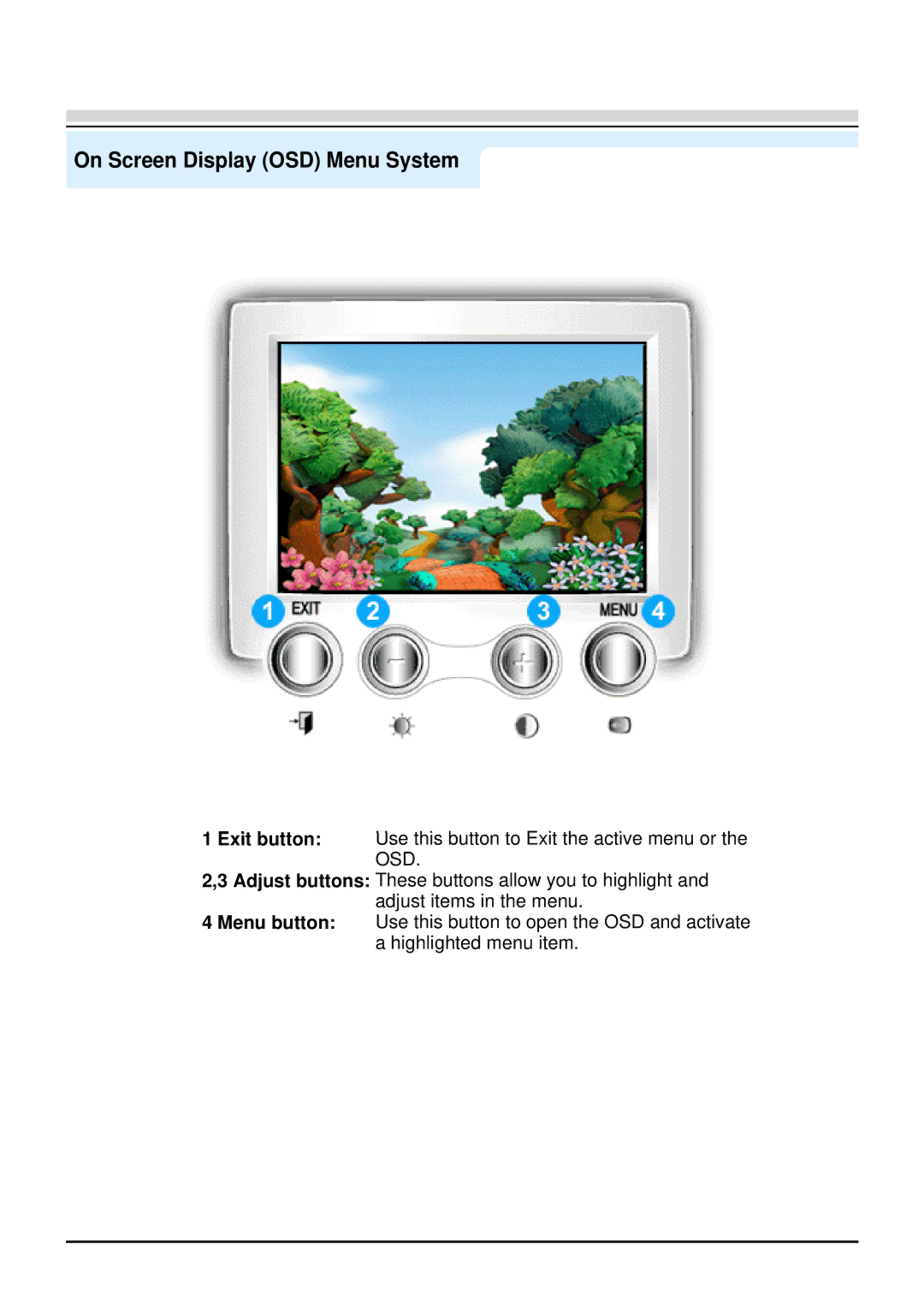 Samsung 700DF manual On Screen Display OSD Menu System 