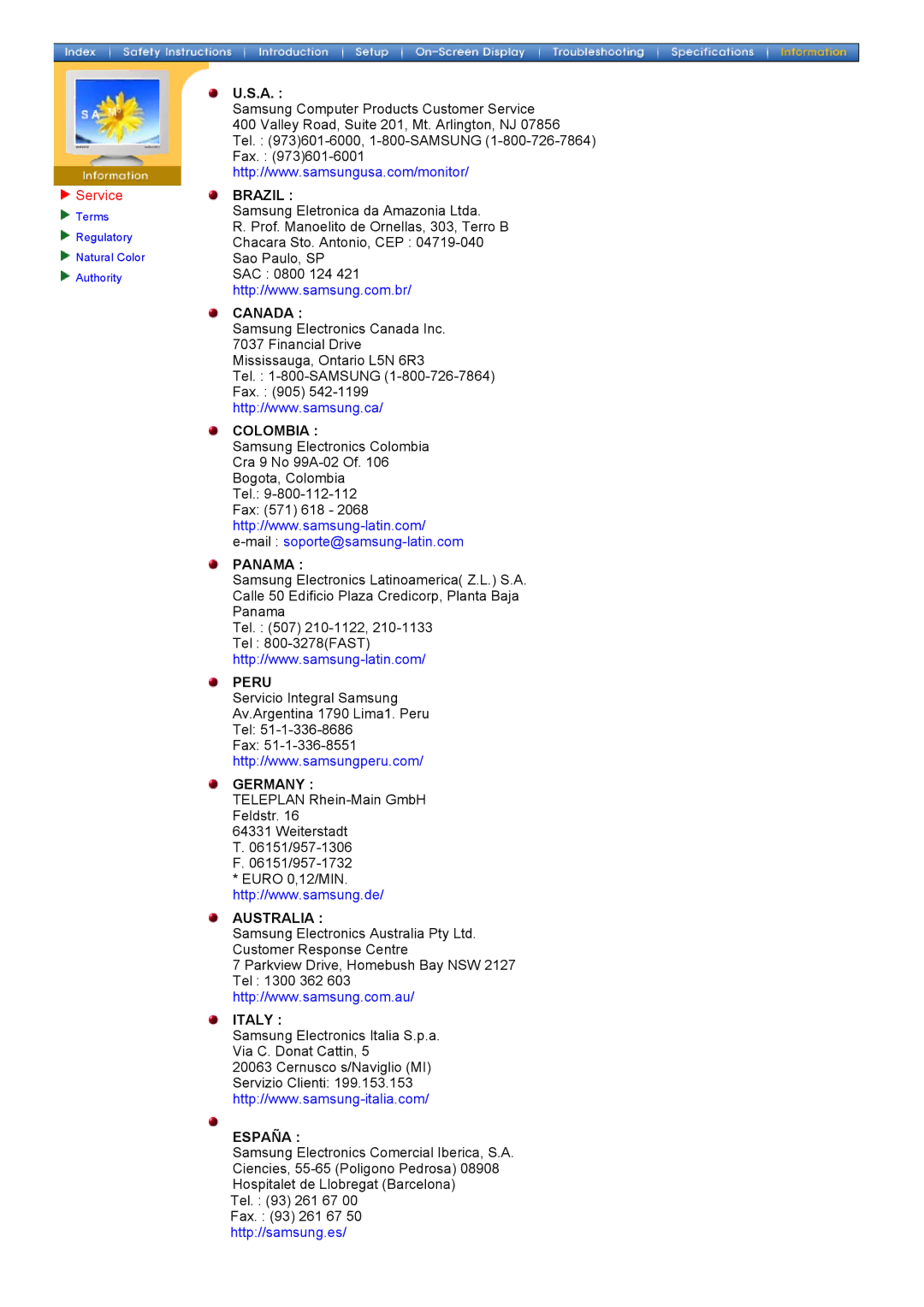 Samsung 700DF/900DF manual Service, Brazil 