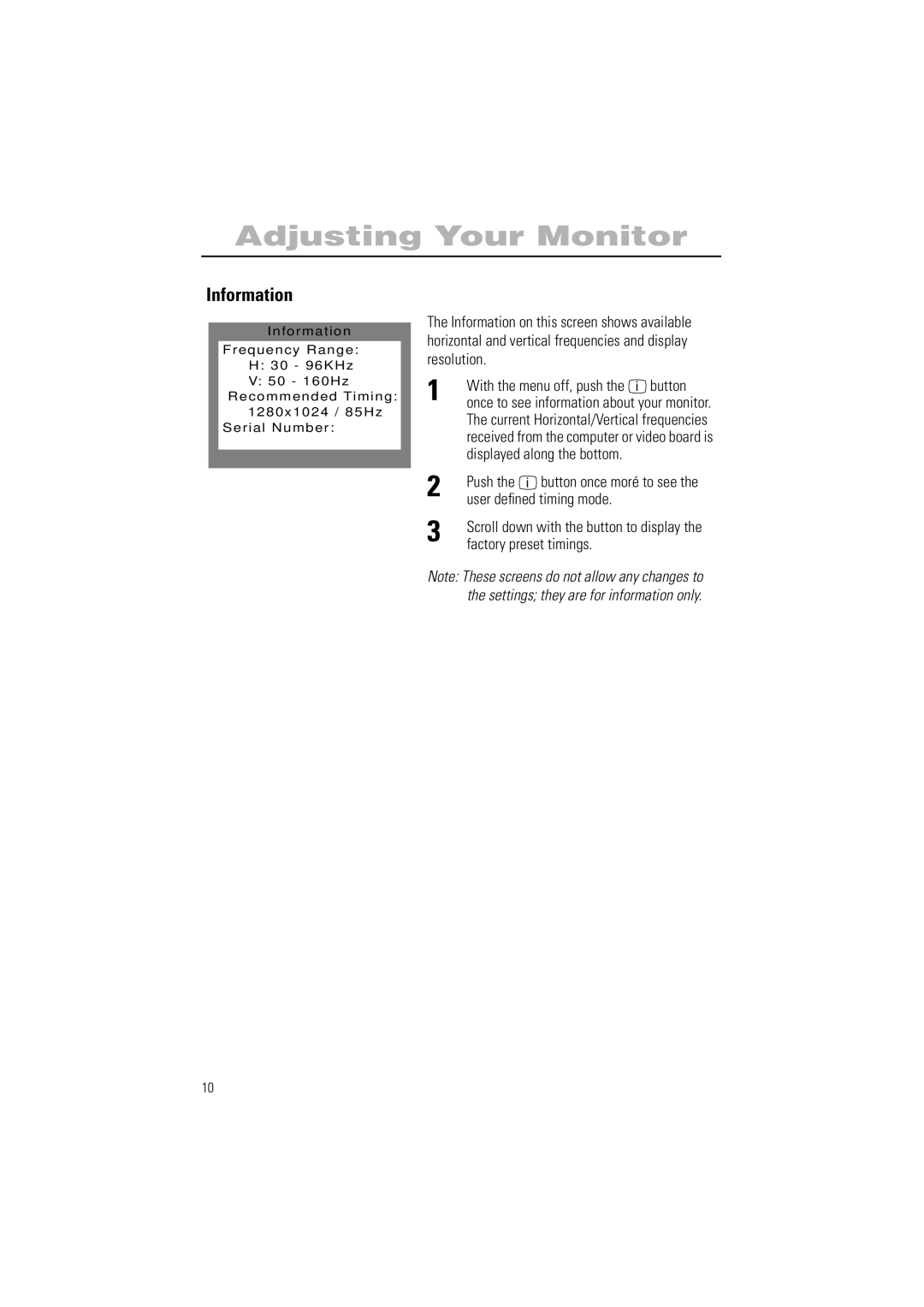 Samsung 700IFT, 900IFT manual Information, Displayed along the bottom, User deﬁned timing mode, Factory preset timings 