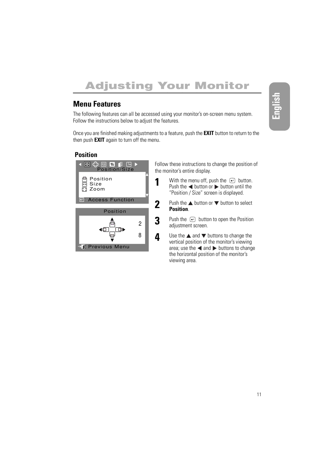 Samsung 700IFT, 900IFT manual Menu Features, Position 