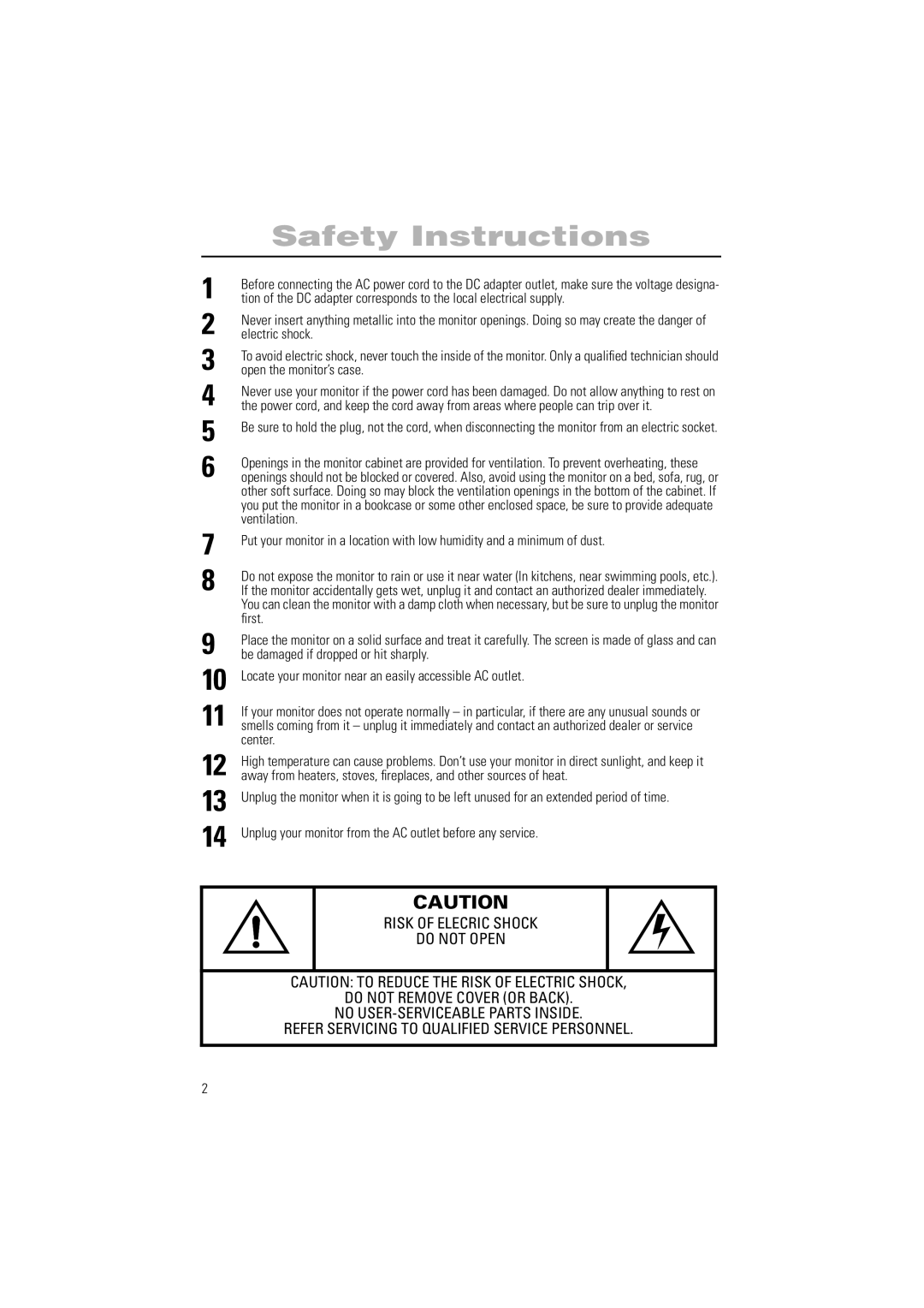 Samsung 700IFT, 900IFT manual Safety Instructions 