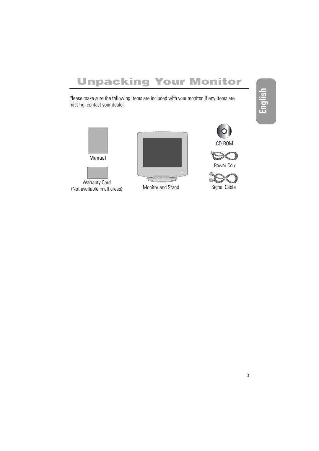 Samsung 700IFT, 900IFT manual Unpacking Your Monitor, Manual, Monitor and Stand 