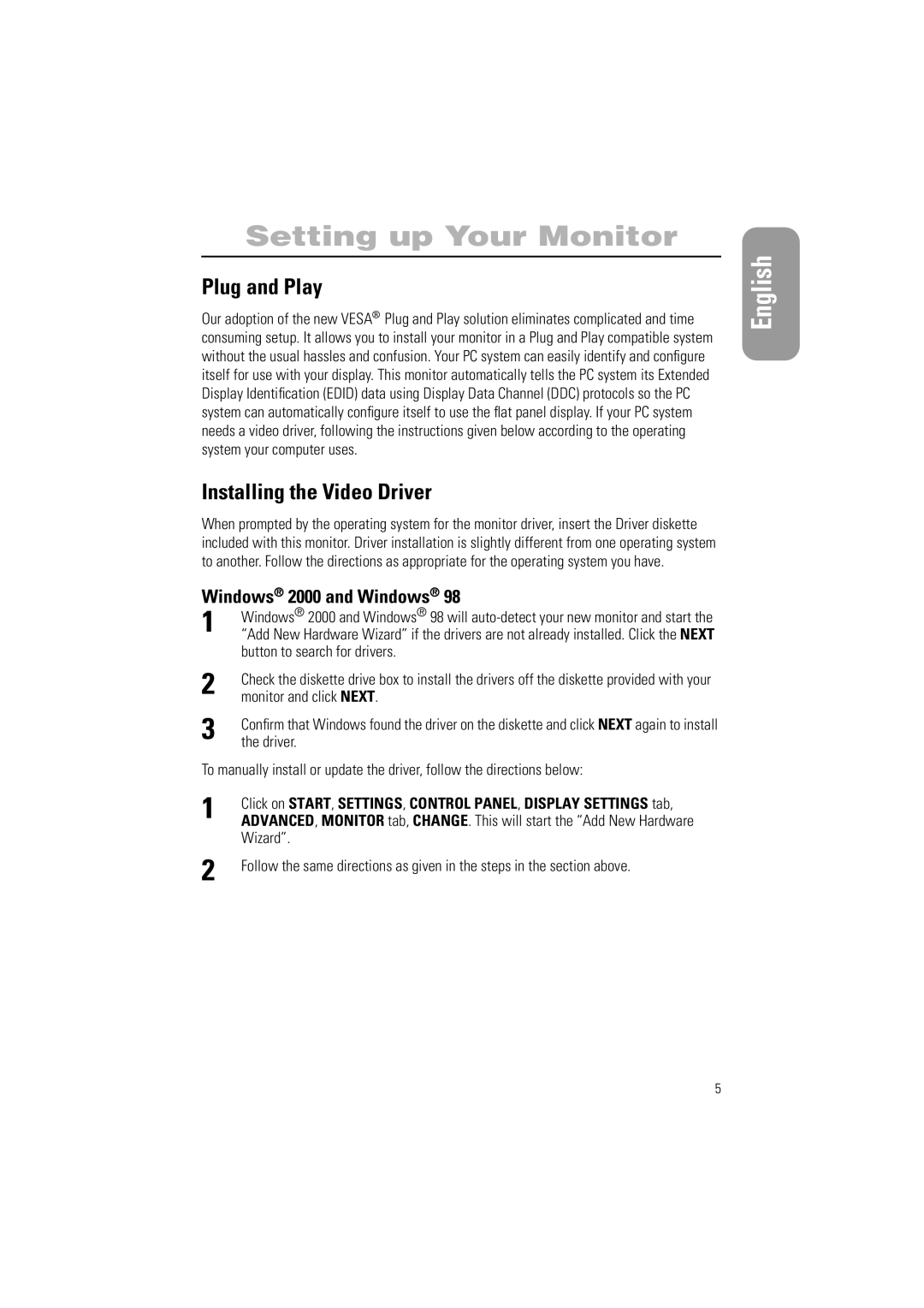 Samsung 700IFT, 900IFT manual Plug and Play, Installing the Video Driver, Windows 2000 and Windows 