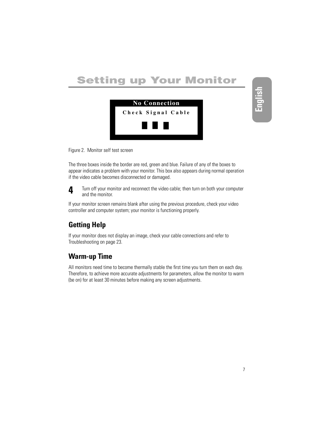 Samsung 700IFT, 900IFT manual Getting Help, Warm-up Time, Monitor 