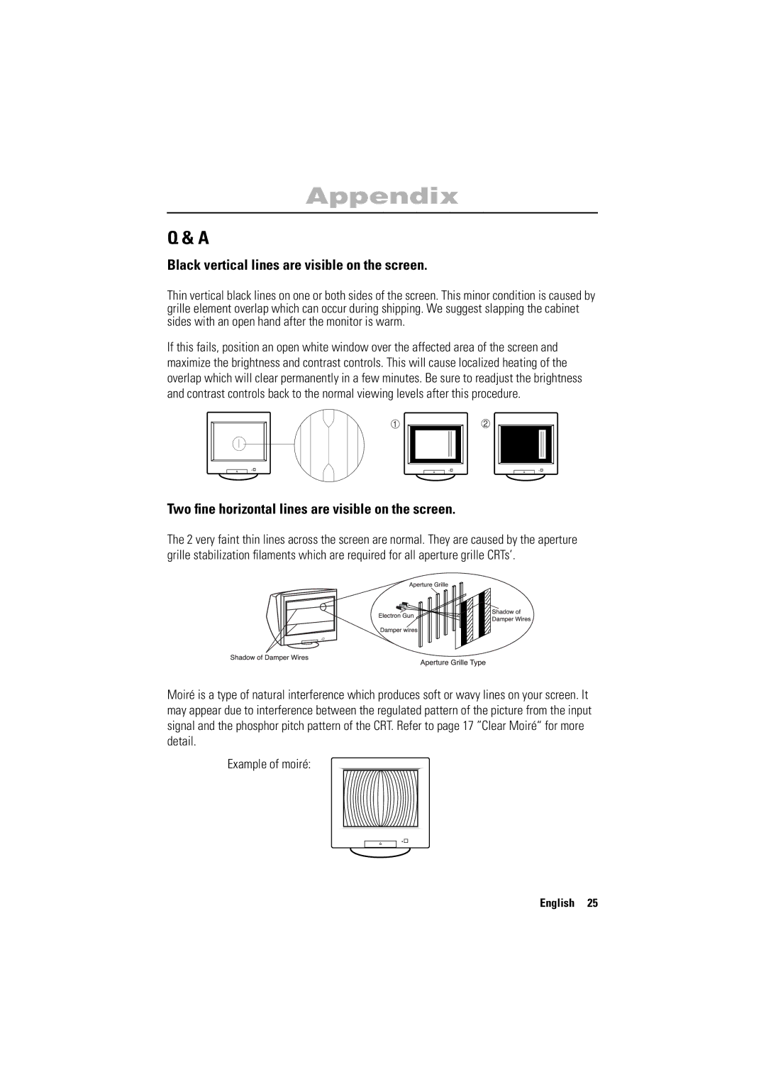 Samsung 700NF manual Black vertical lines are visible on the screen 