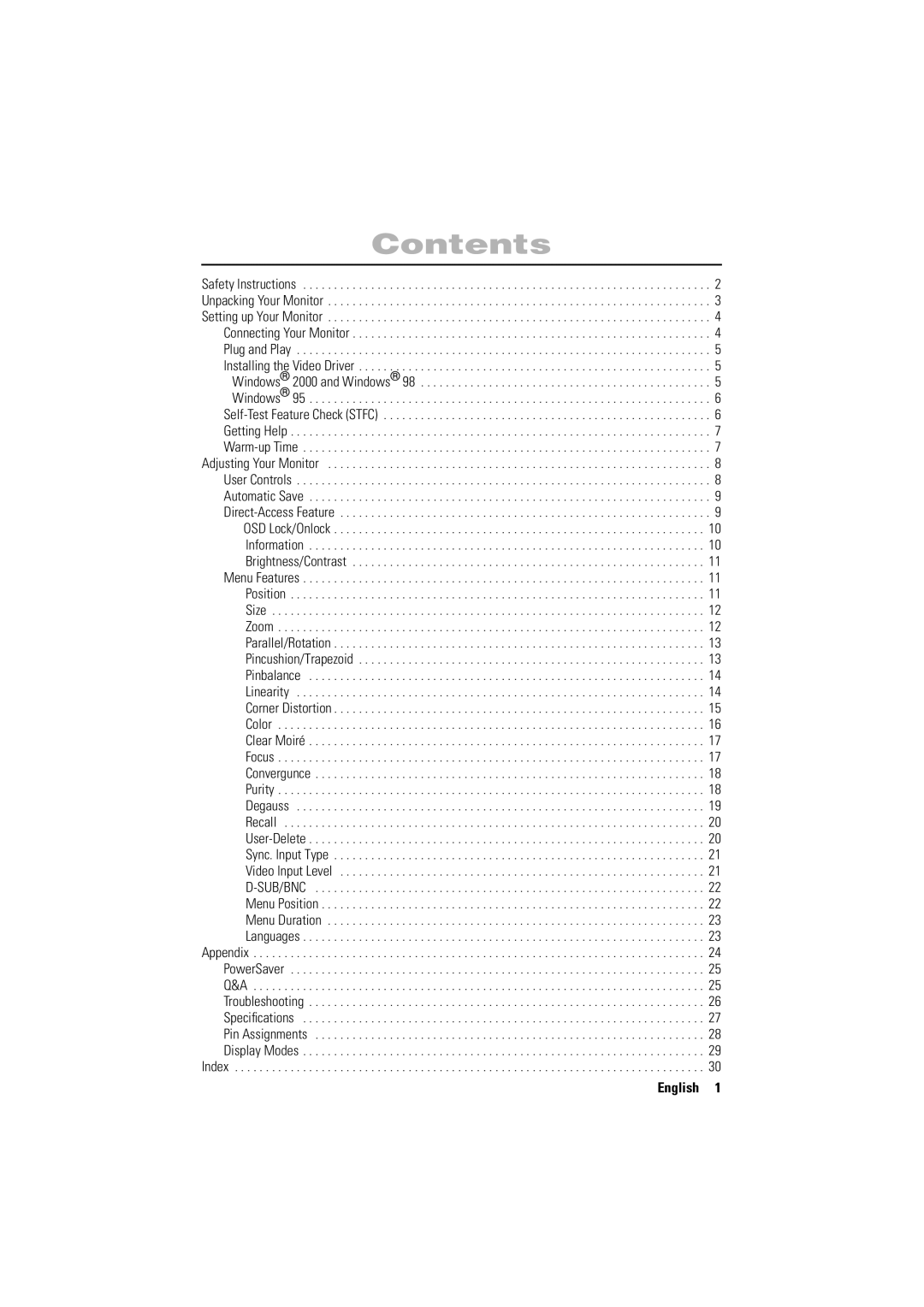 Samsung 700NF manual Contents 