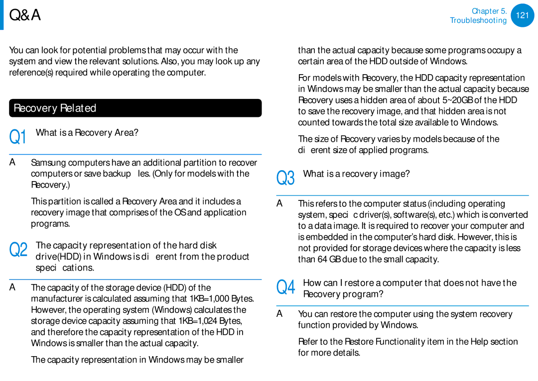 Samsung 700Z5C manual Recovery Related 