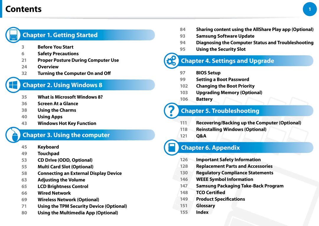 Samsung 700Z5C manual Contents 